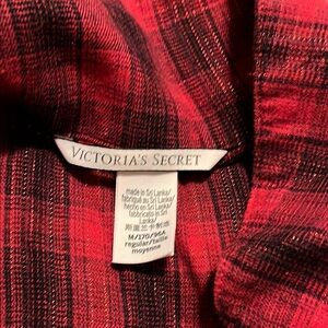 Victoria's Secret pajama set long. Red and Black Plaid. Medium